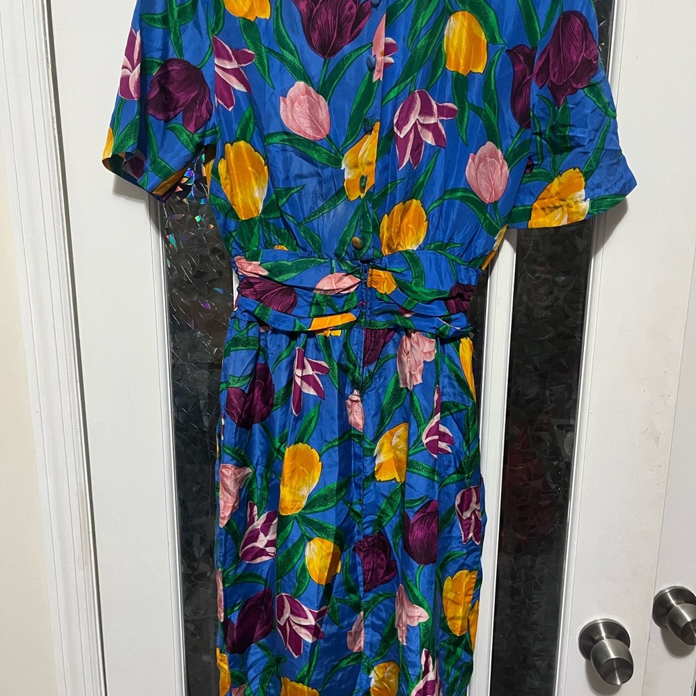 Caroline Wells Floral Blue Dress Size 10
